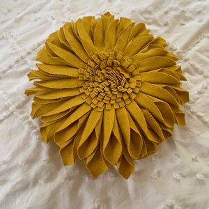 Mustard Yellow Felt sunflower Pillow washable cover